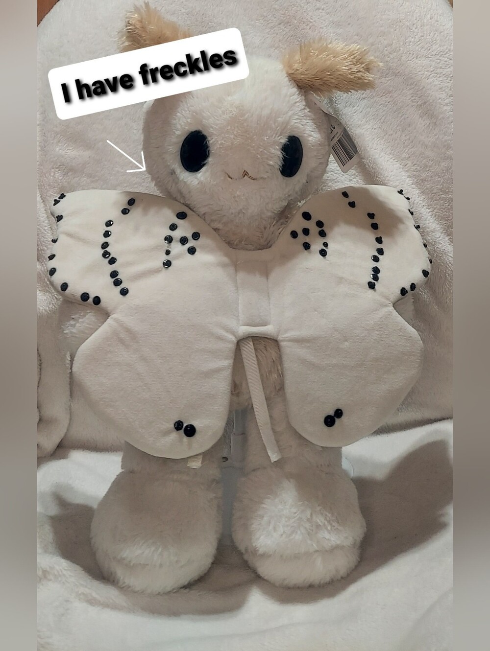 OOAK custom build a bear sky puppy moth with freckles and dotted wings